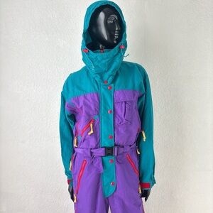 Vibrant Teal and Purple Women's Ski Jacket
